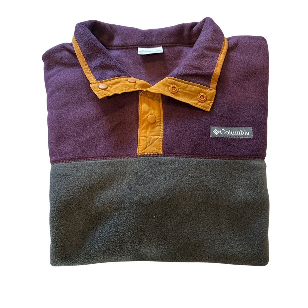 Columbia Mens Pullover Fleece in Purple and Gold